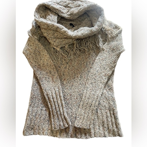 Kensie Scarf Sweater Knit Oatmeal Boho Size Large - Picture 6 of 11